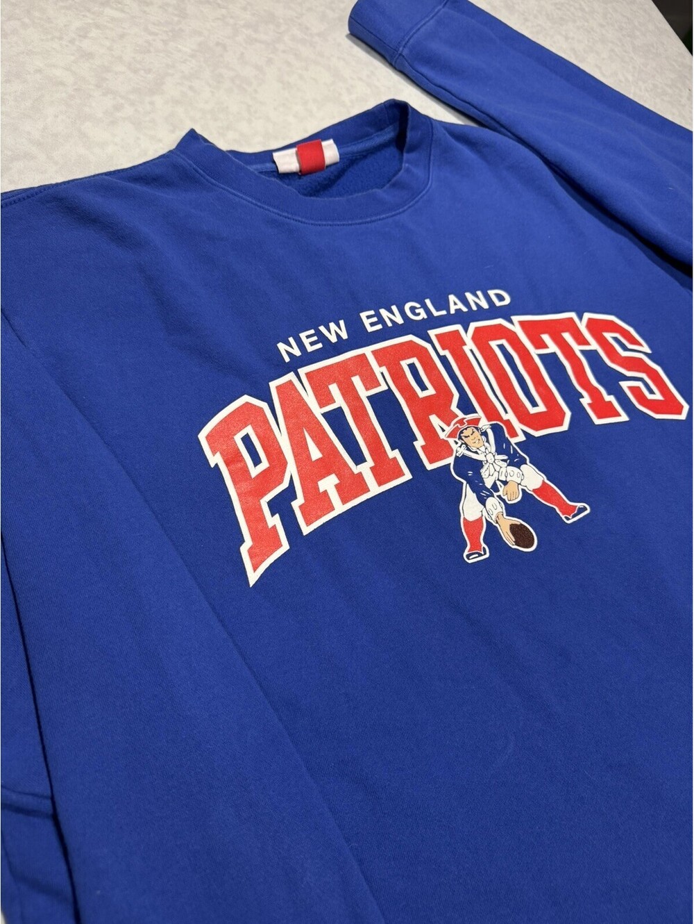 Retro Mitchell & Ness Patriots Crewneck Sweatshirt 2XL Blue Pat Patriot NFL